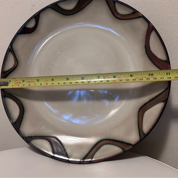Pier 1 Set Dinner Plates Four "Wave" Stoneware Dinner Plates 11 Inches Brown Tan - Picture 5 of 7